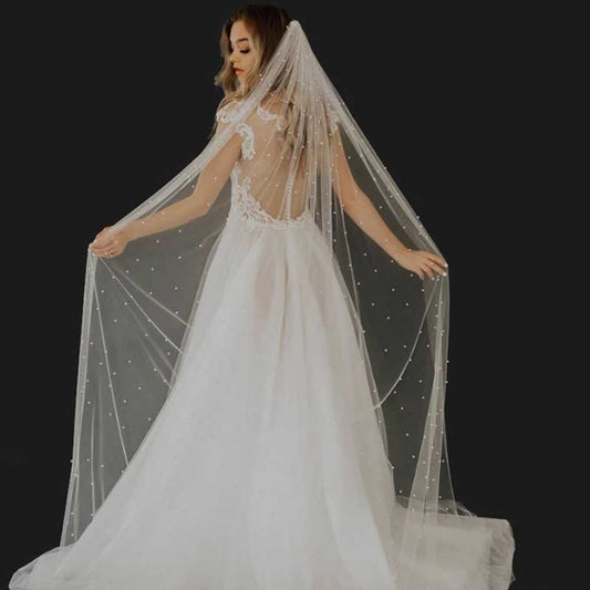 Pearl Bridal Veil 17.71"-196.85" with Comb