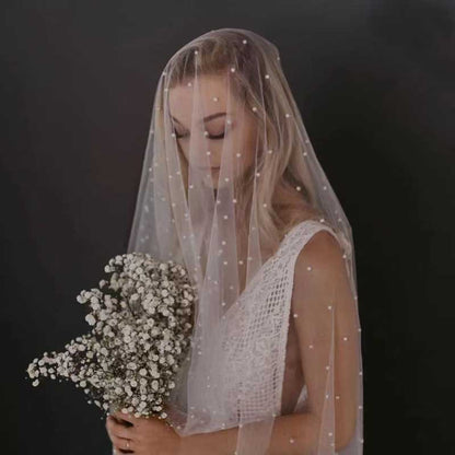 Pearl Bridal Veil 17.71"-196.85" with Comb