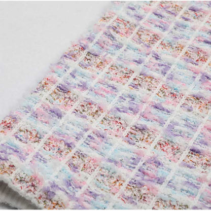 Check Knit Mini Dress Long Sleeve Slim Fit Short Dress