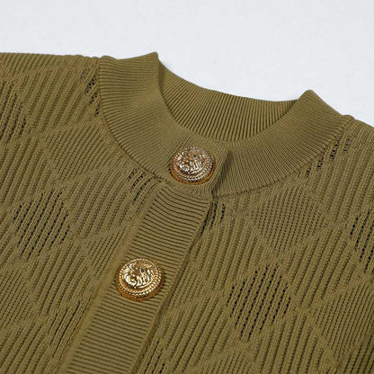 Chic Knit Vest Skirt Suit With Cardigan 3 Pieces Set