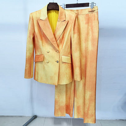 Chic Orange Ombre Double Breasted Pantsuit | sd-hk