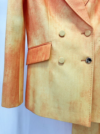 Chic Orange Ombre Double Breasted Pantsuit | sd-hk