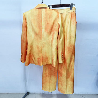 Chic Orange Ombre Double Breasted Pantsuit | sd-hk