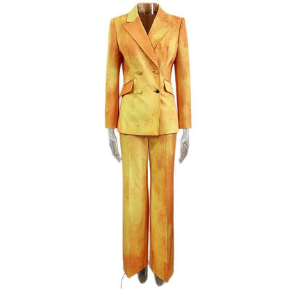 Chic Orange Ombre Double Breasted Pantsuit | sd-hk