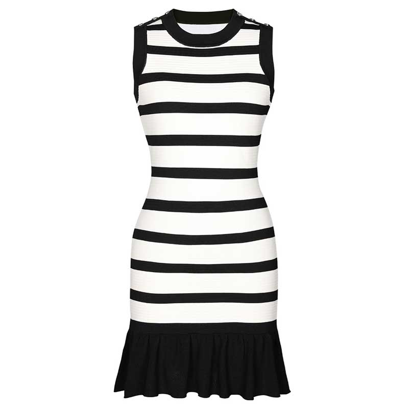 Chic Striped Knit Mini Dress