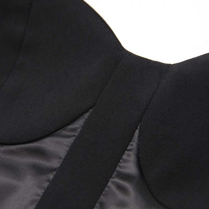 Chic U-Neck Buttons Tank Top + Mini Skirt Suit