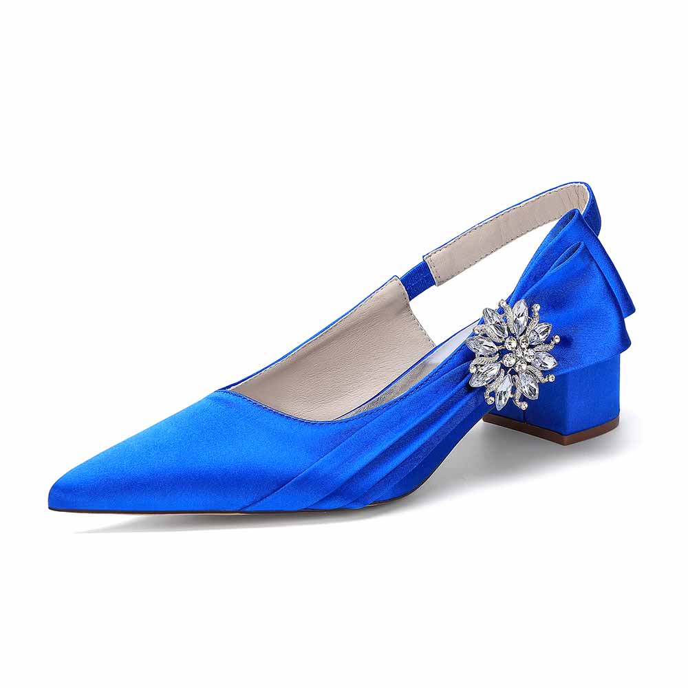 Satin Chunky Heel Slingback Wedding Shoes for Bride, Formal Occasions & Evening Events