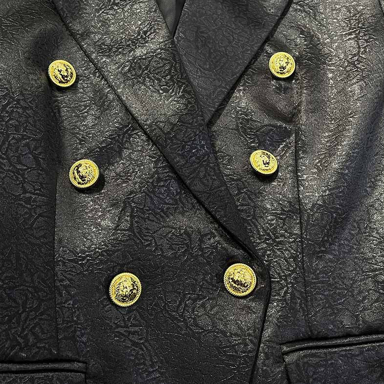 Classic Black Double Breasted Blazer with Gold Buttons – Office-to-Evening Essential