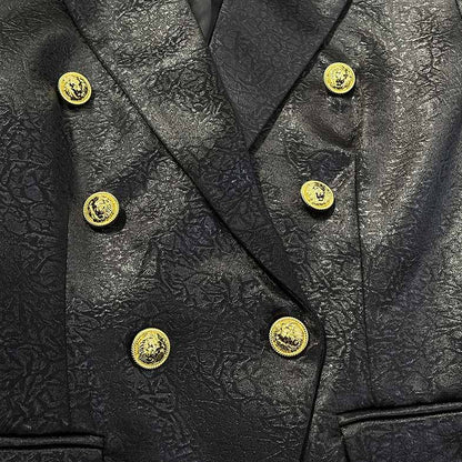 Classic Black Double Breasted Blazer with Gold Buttons – Office-to-Evening Essential