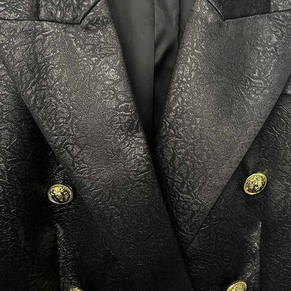 Classic Black Double Breasted Blazer with Gold Buttons – Office-to-Evening Essential