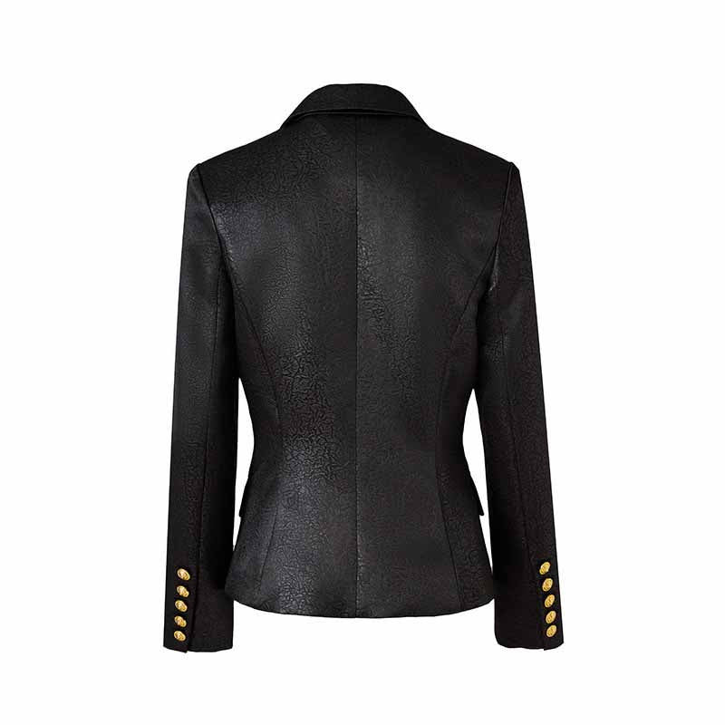Classic Black Double Breasted Blazer with Gold Buttons – Office-to-Evening Essential