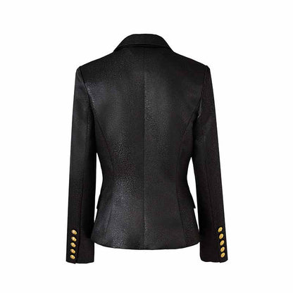 Classic Black Double Breasted Blazer with Gold Buttons – Office-to-Evening Essential