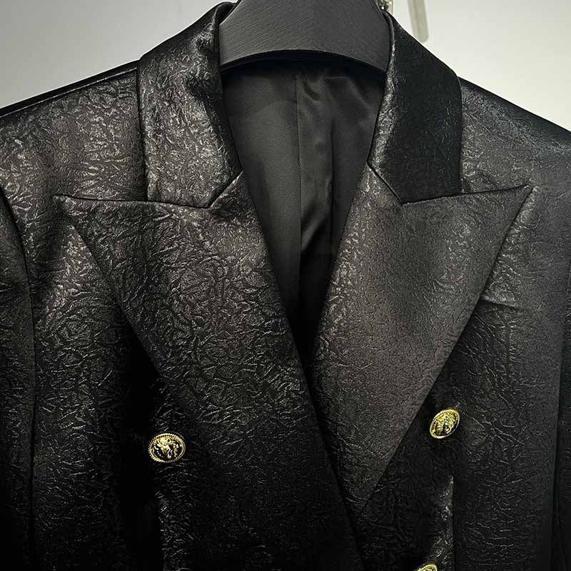 Classic Black Double Breasted Blazer with Gold Buttons – Office-to-Evening Essential