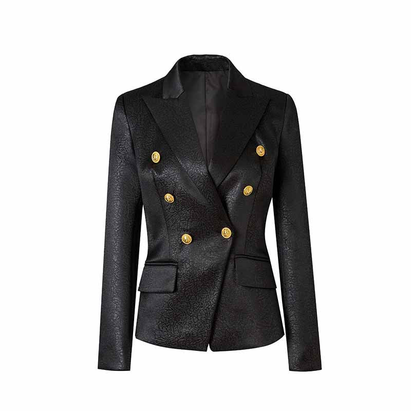 Classic Black Double Breasted Blazer with Gold Buttons – Office-to-Evening Essential