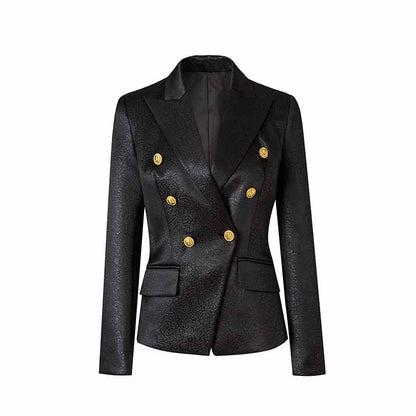 Classic Black Double Breasted Blazer with Gold Buttons – Office-to-Evening Essential