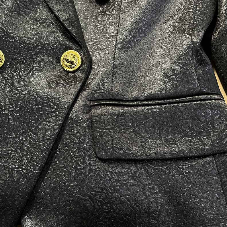 Classic Black Double Breasted Blazer with Gold Buttons – Office-to-Evening Essential