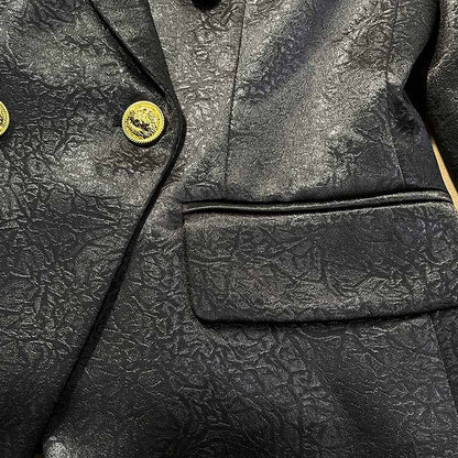 Classic Black Double Breasted Blazer with Gold Buttons – Office-to-Evening Essential