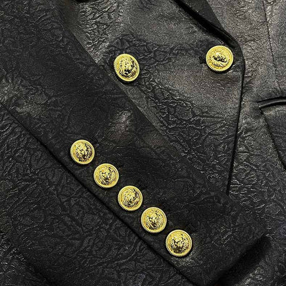 Classic Black Double Breasted Blazer with Gold Buttons – Office-to-Evening Essential
