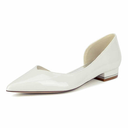 Point Toe Flat Dress Shoes Patent Leather Wedding Shoes