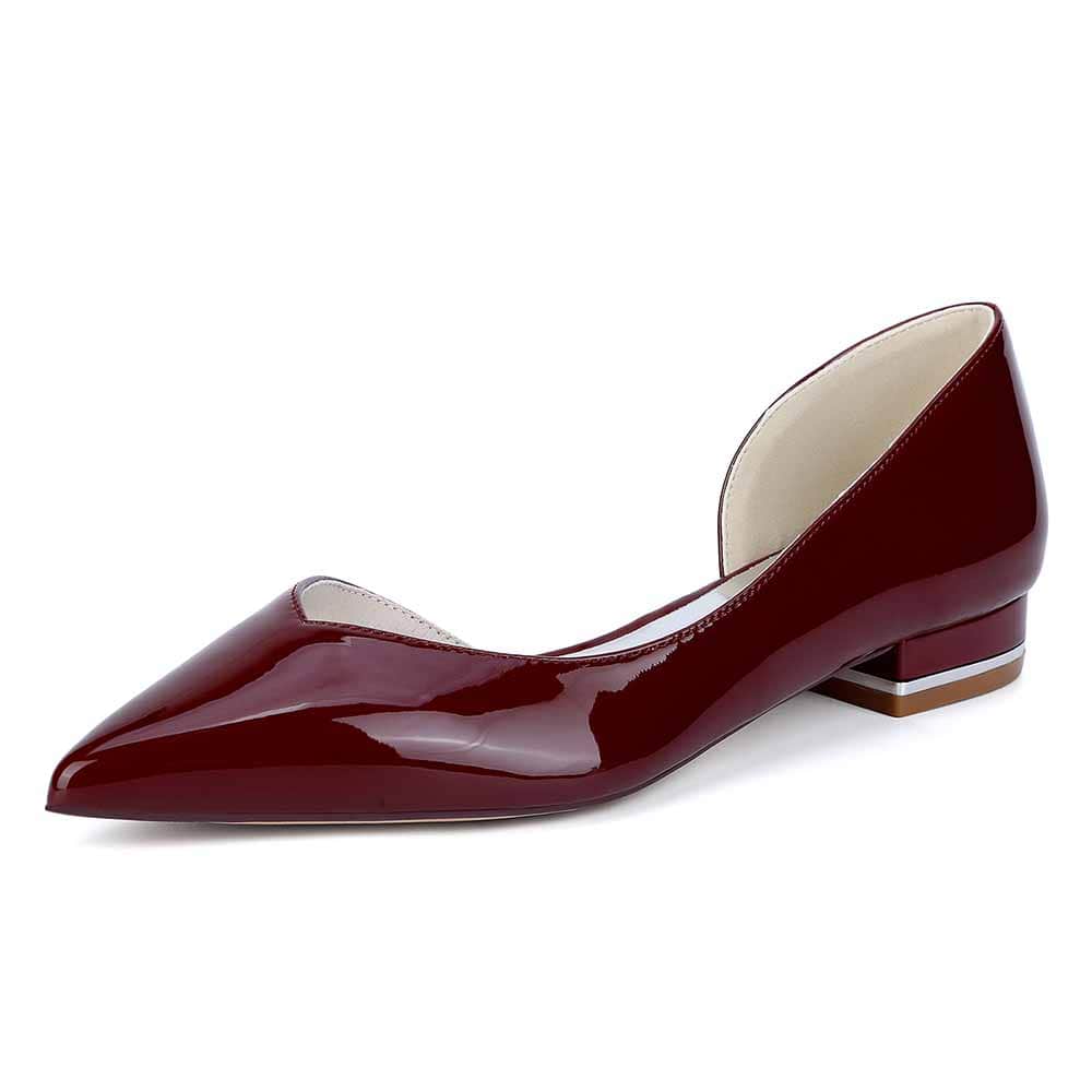 Point Toe Flat Dress Shoes Patent Leather Wedding Shoes