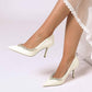 Close Toe Pumps Stiletto Heel Patent Leather Rhinestone Detail Wedding Shoes