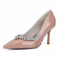 Close Toe Pumps Stiletto Heel Patent Leather Rhinestone Detail Wedding Shoes