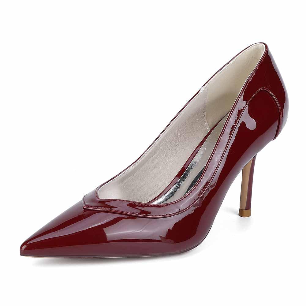 Close Toe Pumps Stiletto Heel Patent Leather Wedding Shoes