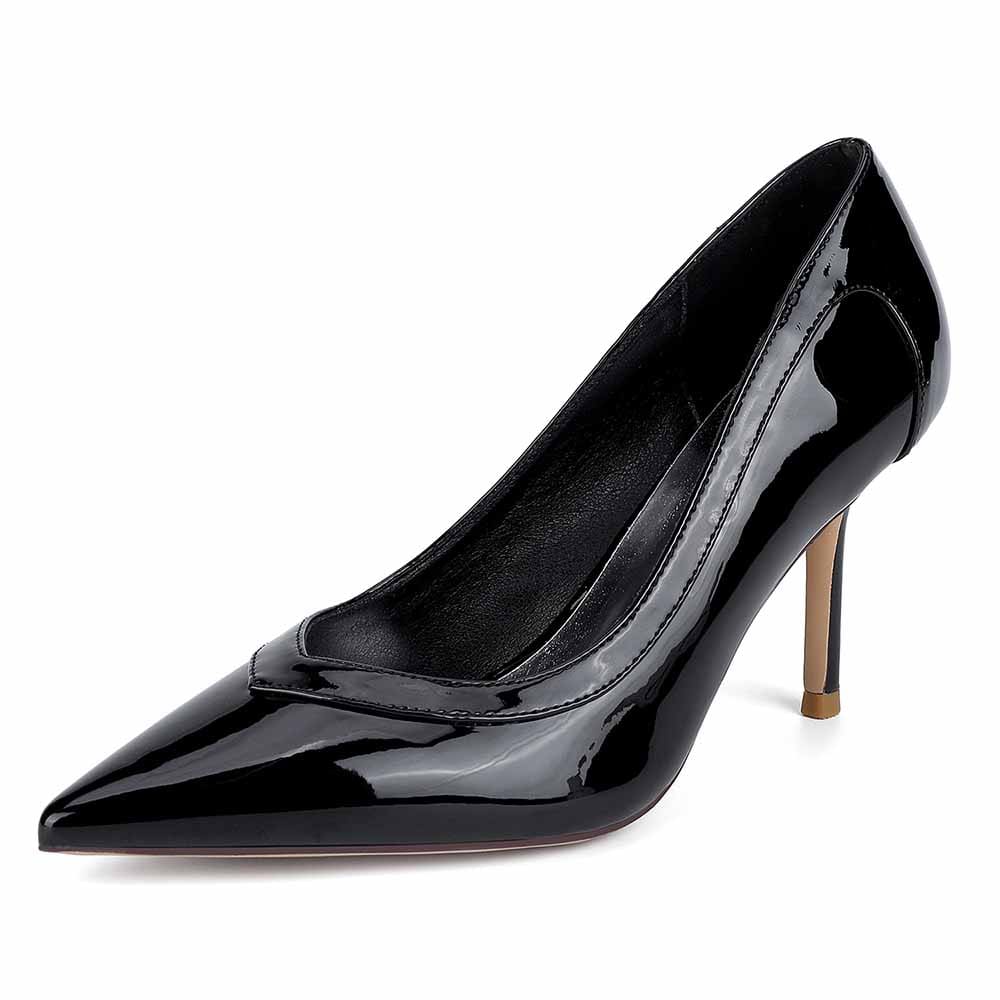 Close Toe Pumps Stiletto Heel Patent Leather Wedding Shoes