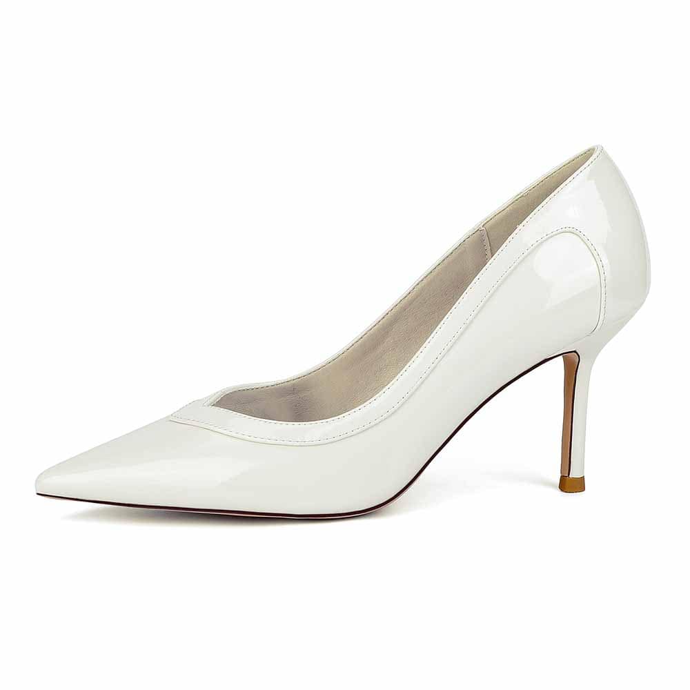 Close Toe Pumps Stiletto Heel Patent Leather Wedding Shoes