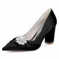 Closed Toe Block Heels Wedding Shoes Bridal Chunky Pump Dress Shoes