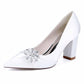 Closed Toe Block Heels Wedding Shoes Bridal Chunky Pump Dress Shoes