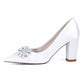 Closed Toe Block Heels Wedding Shoes Bridal Chunky Pump Dress Shoes