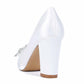 Closed Toe Block Heels Wedding Shoes Bridal Chunky Pump Dress Shoes