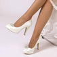 3.35" Closed Toe Wedding Shoes Satin Dress Heels Crystal Detail Event Pumps