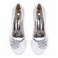 3.35" Closed Toe Wedding Shoes Satin Dress Heels Crystal Detail Event Pumps