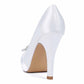 3.35" Closed Toe Wedding Shoes Satin Dress Heels Crystal Detail Event Pumps