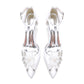 Closed Toe Wedding Shoes Satin Pearl Beads Ankle Strap Pump Bridal Heels