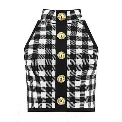 Checked Suit Chic Knit Crop Top+Short Skirt+Cardigan Coat Mini Dress Set