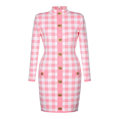 Checked Suit Chic Knit Crop Top+Short Skirt+Cardigan Coat Mini Dress Set