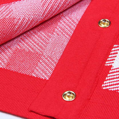 Checked Suit Chic Knit Crop Top+Short Skirt+Cardigan Coat Mini Dress Set