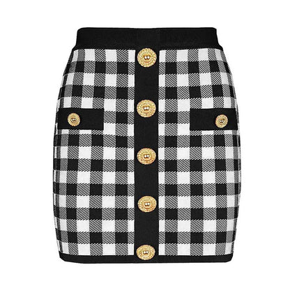 Checked Suit Chic Knit Crop Top+Short Skirt+Cardigan Coat Mini Dress Set