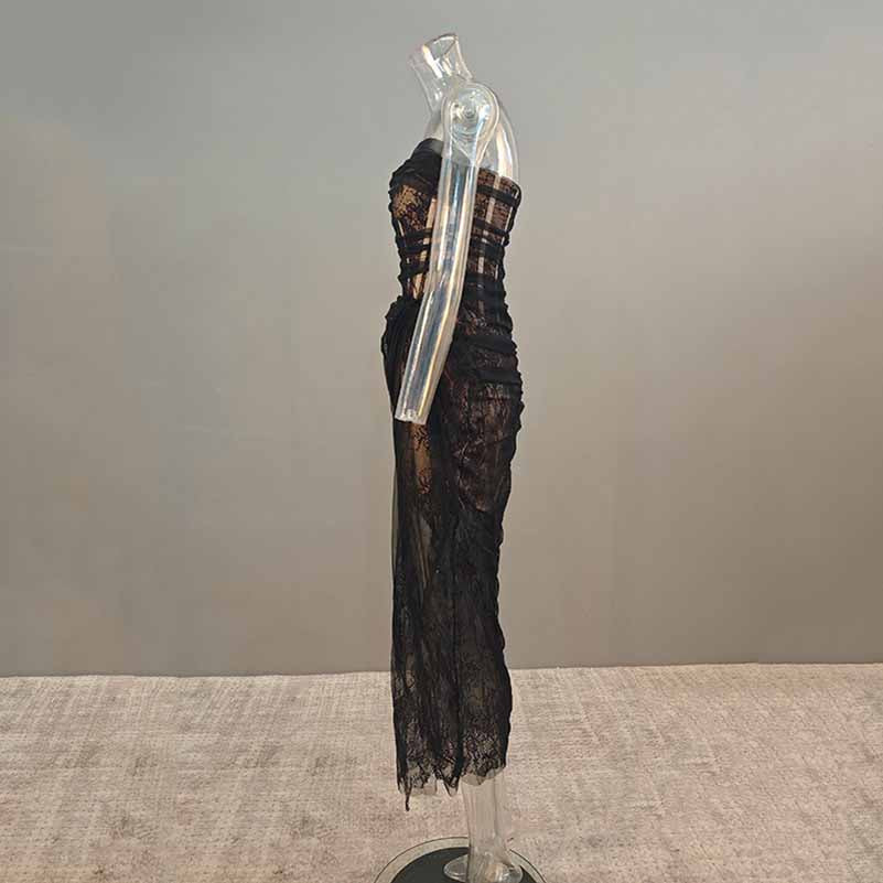 Corset Mesh Corset Slip Lace Dress – Elegant Semi-Formal Dress