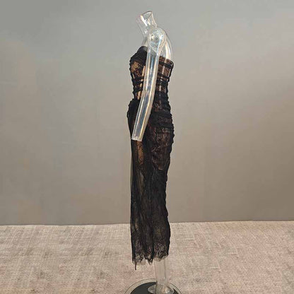 Corset Mesh Corset Slip Lace Dress – Elegant Semi-Formal Dress