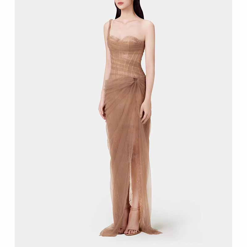 Corset Mesh Corset Slip Lace Dress – Elegant Semi-Formal Dress