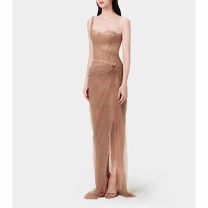 Corset Mesh Corset Slip Lace Dress – Elegant Semi-Formal Dress