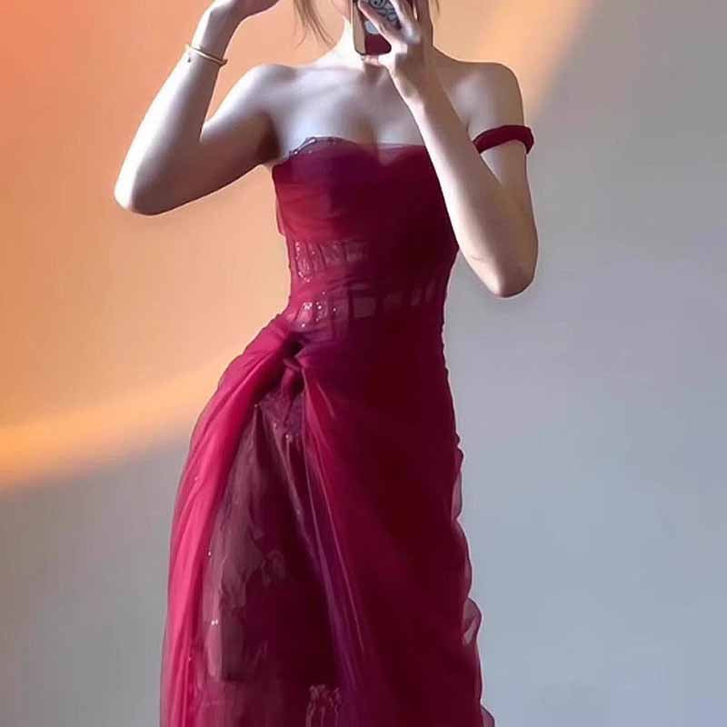 Corset Mesh Corset Slip Lace Dress – Elegant Semi-Formal Dress