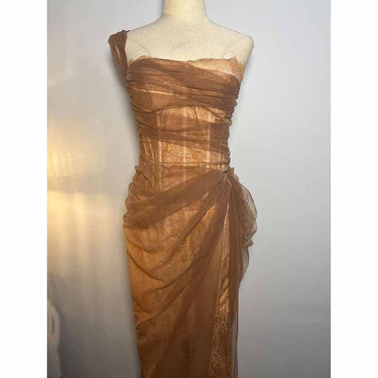 Corset Mesh Corset Slip Lace Dress – Elegant Semi-Formal Dress