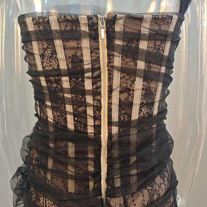 Corset Mesh Corset Slip Lace Dress – Elegant Semi-Formal Dress