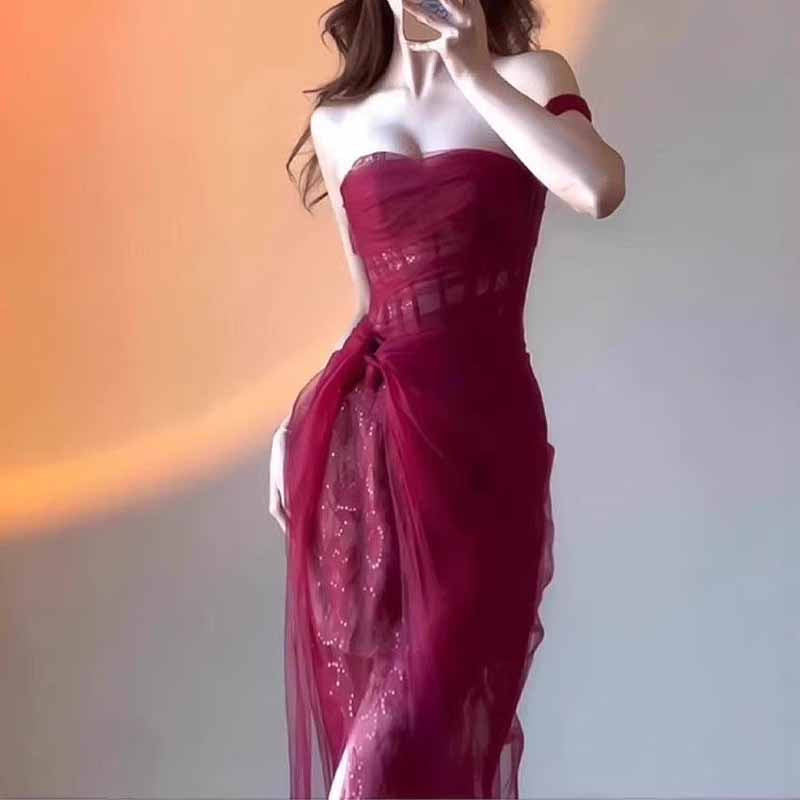 Corset Mesh Corset Slip Lace Dress – Elegant Semi-Formal Dress