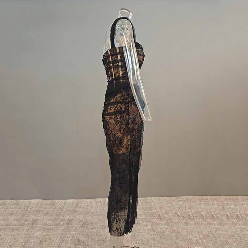 Corset Mesh Corset Slip Lace Dress – Elegant Semi-Formal Dress